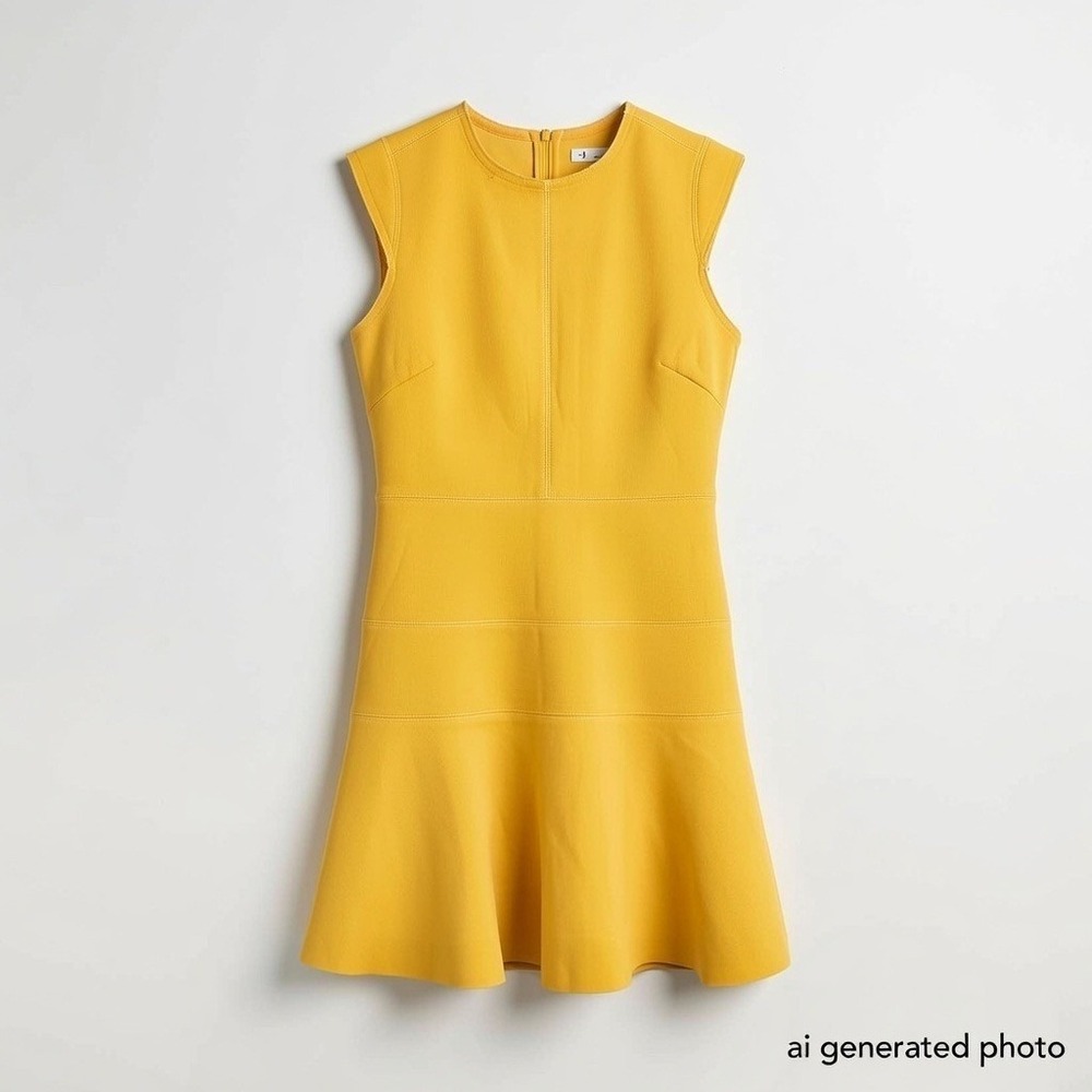 Sfera Goldenrod Ruffle Raw Hem‎ Mini Bodycon Flared Cocktail Dress Medium